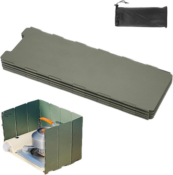 Kampeer Kookscherm - Opvouwbaar Windscherm - Stabiel Koken Buiten - Winddichte Vlam - 825 cm - Groen