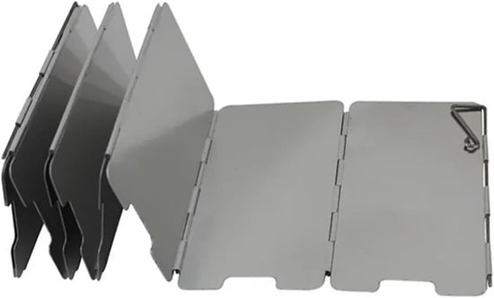 Kampeer Kookscherm - Windscherm Kooktoestel - Efficiënt Koken Buiten - 9 Platen Opvouwbaar - 13.5 cm Hoog - Zilver
