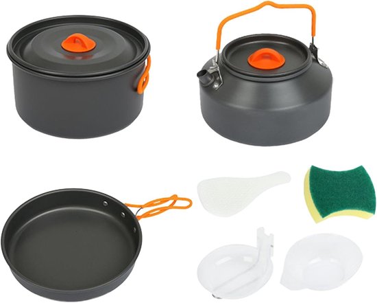 Kampeer kookset - Outdoor pot - Buiten koken - Hittebestendig ontwerp - Compact en draagbaar - Zwart