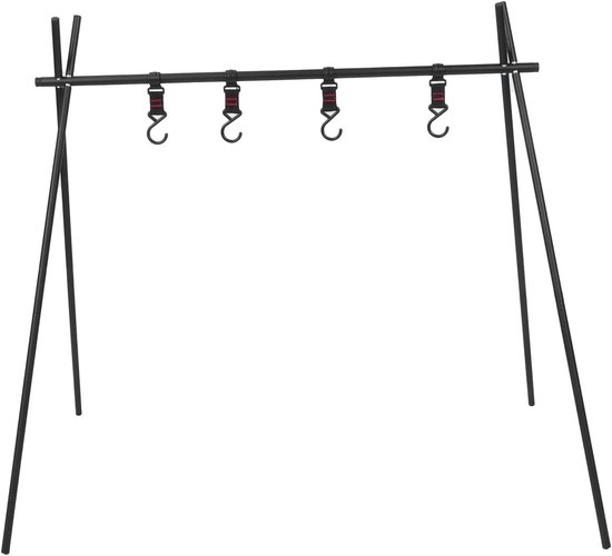 Kampeer Kookstandaard - Tripod Grill - Buiten Koken - Aluminium Legering - 75 cm Hoog - Zwart