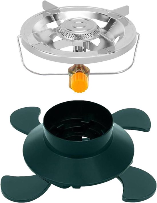 Kampeer Kookstel Onderstel - Gasfleshouder Standaard - Buiten Koken - Instelbare Temperatuurcontrole - 25x25x10 cm - Zwart