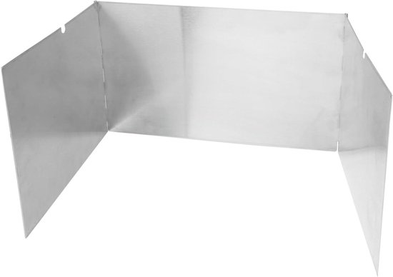 Kampeer Kookstel Windscherm - Opvouwbaar Windschot - Buiten Koken - Roestvrijstalen Ontwerp - 93x16 cm - Zilver