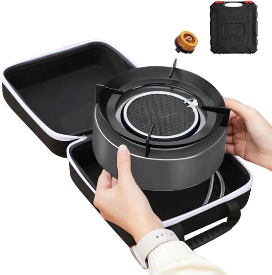 Kampeer Kooktoestel - Compact Gasbrander - Buiten Koken - Winddicht Ontwerp - 19cm Diameter - Grijs van Merkloos