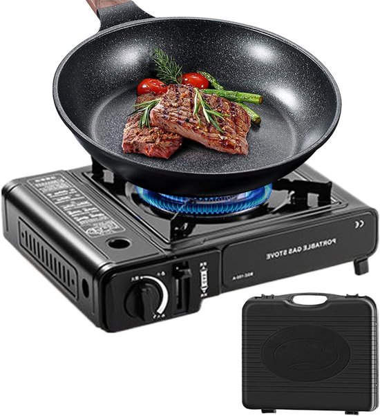 Kampeer Kooktoestel - Draagbare Brander - Buiten Koken - Snelle Verwarmingstechnologie - 36.5x31.5x9.9 cm - Zwart
