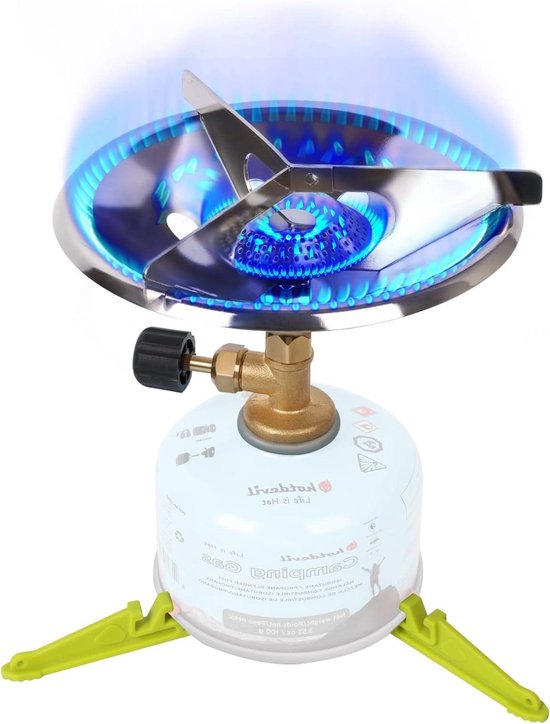 Kampeer Kooktoestel - Draagbare Brander - Buiten Koken - Verstelbare Pootjes - Compact Formaat - Zilverkleurig