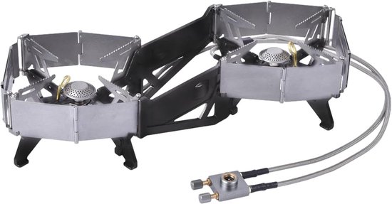Kampeer Kooktoestel - Draagbare Kachel Brander - Buiten Koken Vissen - Dubbele Branders Voorverwarmbuizen - Opvouwbaar Lichtgewicht - Aluminium Koper
