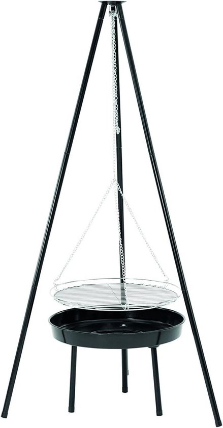 Kampeer Kooktoestel - Driepoot Grill - Buiten Koken - Hittebestendig Gecoat - 150 cm Hoog - Zwart