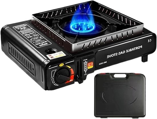 Kampeer Kooktoestel - Gasfornuis Buiten - Outdoor Koken - Piëzo Ontsteking - Compact Lichtgewicht - Zwart