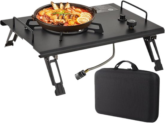 Kampeer Kooktoestel - Outdoor Fornuis - Buiten Koken - Opvouwbaar Ontwerp - 36 x 32 x 9.5 cm - Zwart