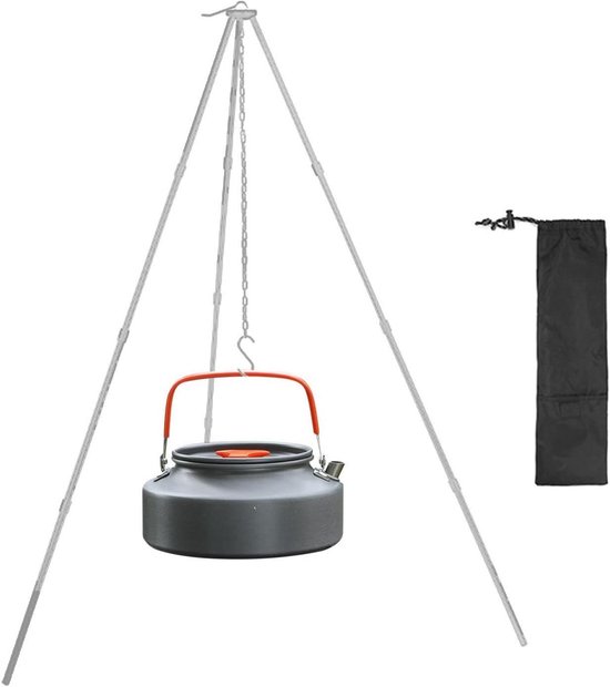 Kampeer Kooktoestel - Outdoor Tripod - Buiten Koken - Verstelbare Ketting - Lichtgewicht - Zwart