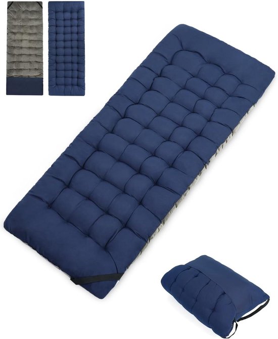Kampeer Kussen - Matras Topper - Buiten Ontspannen - Dubbelzijdig Ontwerp - 190 x 71 cm - Blauw
