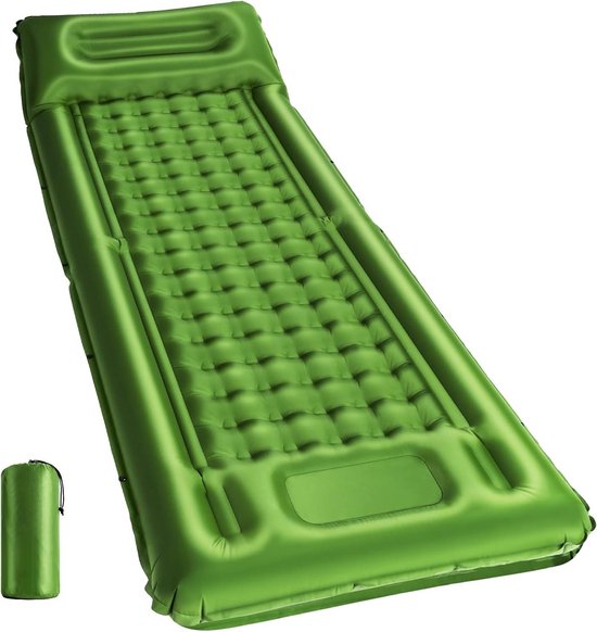Kampeer mat - Luchtbed slaapmat - Outdoor avonturen - Ingebouwde voetpomp - 12 cm dik - Groen