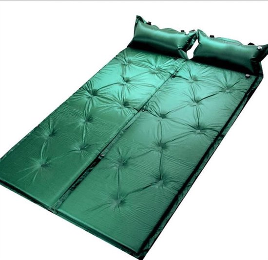 Kampeer Mat - Slaapmat Luchtbed - Buiten slapen - Ingebouwde voetpomp - 180x60cm - Legergroen