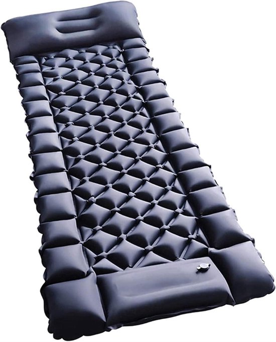 Kampeer Mat - Slaapmat Luchtbed - Outdoor Slapen - Ingebouwde Voetpomp - 192x66x9cm - Blauw