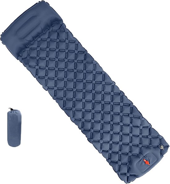 Kampeer Mat - Slaapmat Opblaasbaar - Buiten Slapen - Met Voetpomp - Compact - Marineblauw