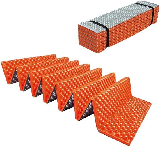 Kampeer Mat - Slaapmat Vochtwerend - Buiten Kamperen - Dubbelzijdig Ontwerp - 190 x 61 cm - Zilver Oranje