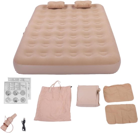 Kampeer Matras - Opblaasbaar Bed - Buiten Ontspannen - Zelfopblazend met Pomp - 38x28x13 cm - Blauw