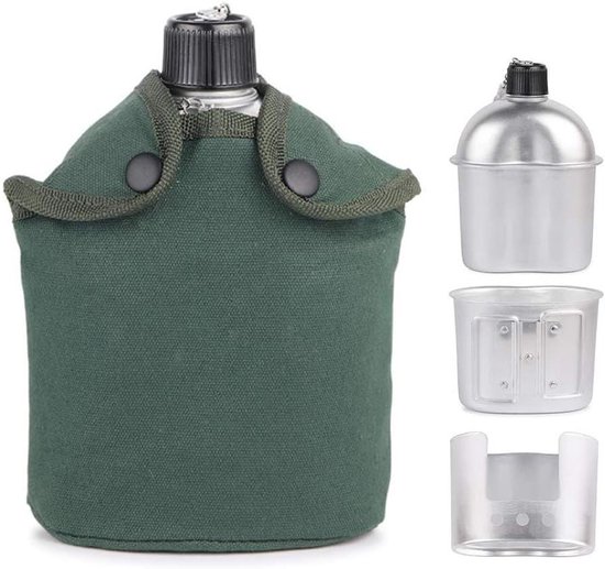 Kampeer Pannenset - Kookgerei Set - Buiten Koken - Lichtgewicht Aluminium - 4-delige Set - Groen