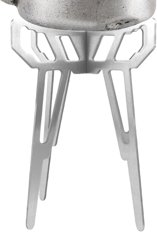 Kampeer Pot Stand - Kookrek Tafel - Buiten Koken - Vouwbaar RVS - 19.7 cm Hoog - Zilver