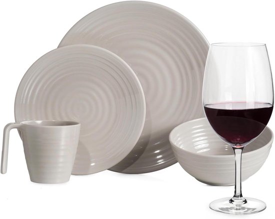 Kampeer Servies Set - Picknick Tafelgerei - Buiten Eten - Bijna Onbreekbaar - Voor 4 Personen - Koffie Design