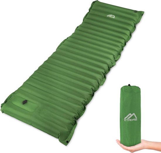 Kampeer Slaapmat - Isolatiemat Vochtbestendig - Buiten Slapen - Met Voetpomp - 195 x 70 cm - Olijfgroen
