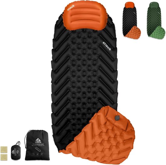 Kampeer slaapmat - Kampeer matras - Buiten slapen - Snelle voetpomp - 189 x 57 cm - Zwart