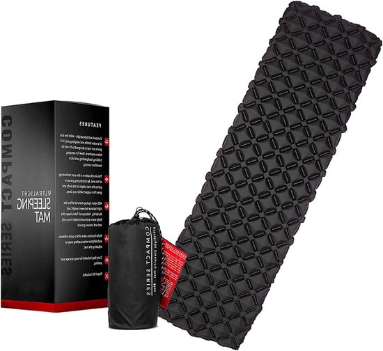 Kampeer Slaapmat - Luchtbed Buiten - Comfortabel Slapen - Snel Opgeblazen - 190 x 56 cm - Zwart