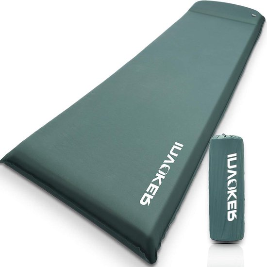 Kampeer slaapmat - Luchtbed mat - Backpacken reizen - Snel opblazen 25s - 193 x 70 cm - Groen van Merkloos