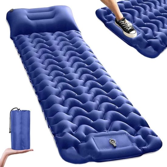 Kampeer slaapmat - Luchtbed mat - Comfortabel slapen - Snel op te blazen - Compact op te bergen - Blauw