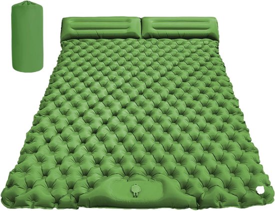 Kampeer slaapmat - Luchtbed matras - Buiten slapen - Voetpomp snel opblazen - 190 cm lengte - Veelkleurig