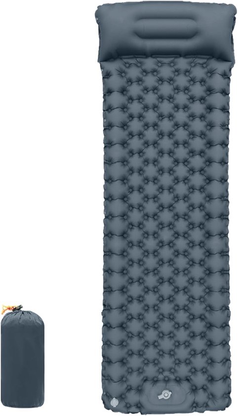 Kampeer Slaapmat - Luchtbed Outdoor - Comfortabel Kamperen - Ingebouwde Voetpomp - 200 x 62 cm - Koelgrijs