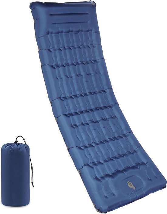 Kampeer slaapmat - Luchtbed Slaapmatras - Kamperen en Hiken - Extra dikke 12 cm - 195 x 70 cm - Donkerblauw