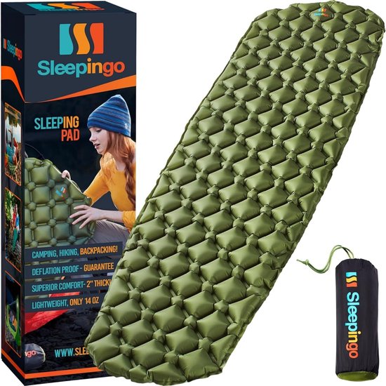 Kampeer Slaapmat - Luchtmatras Backpacken - Outdoor Slapen - Snel Opblazen - 190 x 58 cm - Groen