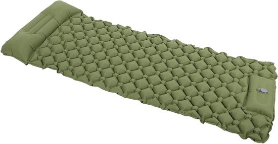 Kampeer Slaapmat - Opblaasbaar Luchtbed - Outdoor Reizen - Met Voetpomp - 198x68x6 cm - Groen van Merkloos
