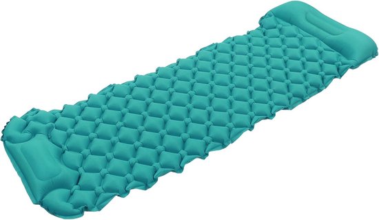 Kampeer slaapmat - Opblaasbaar matras - Buiten slapen - Ingebouwde voetpomp - 195x61cm - Pauw Blauw