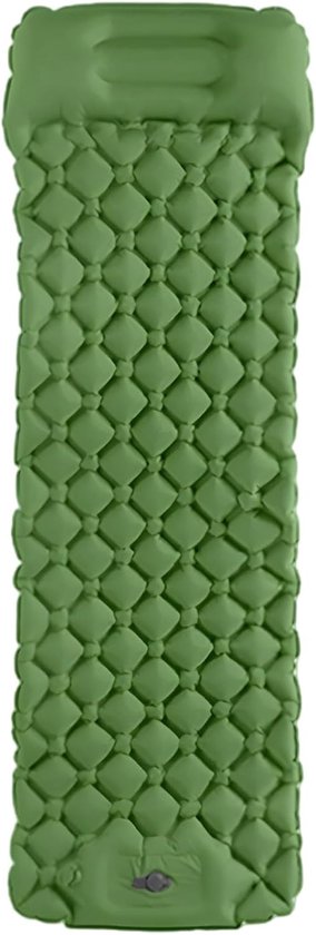 Kampeer slaapmat - Opblaasbaar matras - Buiten slapen - Zelfopblazend met voetpomp - 190 x 60 cm - Groen
