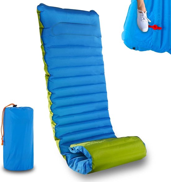 Kampeer Slaapmat - Opblaasbaar Matras - Kamperen en Reizen - Voetpomp Ingebouwd - 190 x 70 x 10 cm - Blauw