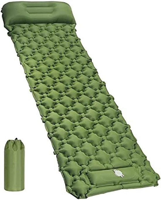 Kampeer slaapmat - Opblaasbaar matras - Outdoor slapen - Ingebouwde voetpomp - 196 x 68 cm - Groen