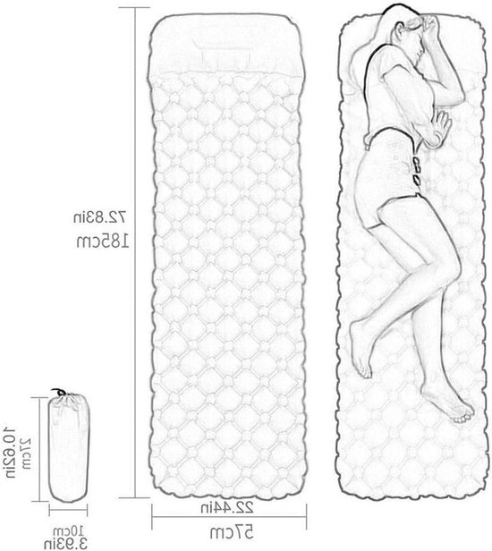 Kampeer Slaapmat - Opblaasbaar Matras Tent - Outdoor Kamperen - Vouwt Compact Op - 1.5 kg - null van Merkloos