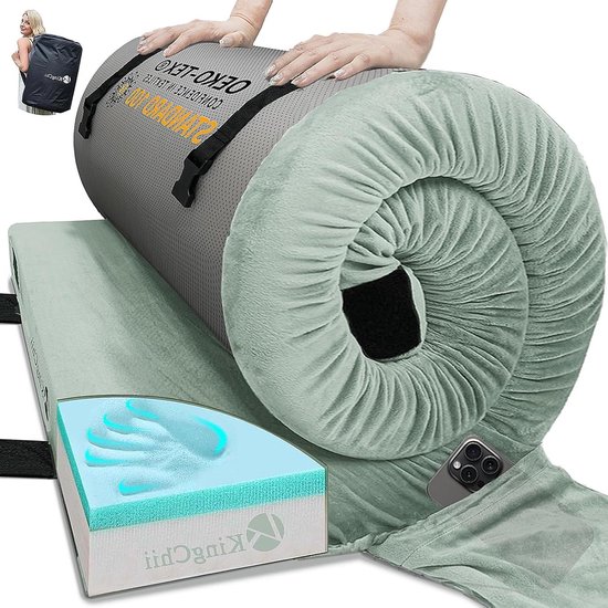 Kampeer Slaapmat - Reis matras - Comfortabel slapen - Traagschuim met hoes - 183x61x7.6CM - Groen