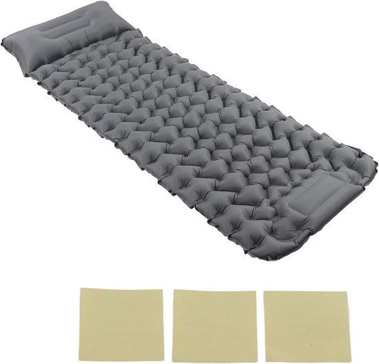 Kampeer slaapmat - Zelfopblazend matras - Buiten slapen - Voetpomp inflatie - 196 x 68 cm - Blauw