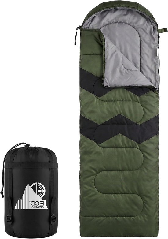 Kampeer slaapzak - Buiten slaapzak Dekenslaapzak - Kamperen en Reizen - Waterafstotend en Ademend - 210 x 72 cm - Khaki