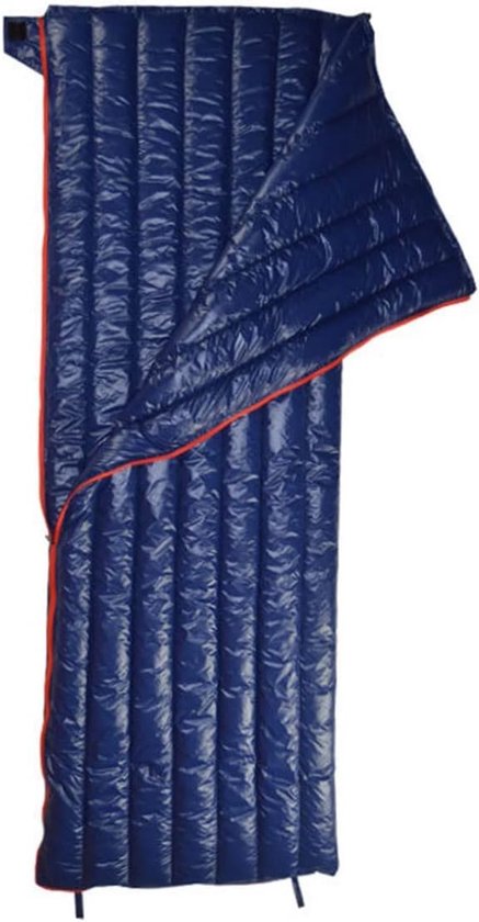 Kampeer slaapzak - Envelop model - Buiten overnachten - Ganzendons vulling - 200 x 73 cm - Blauw