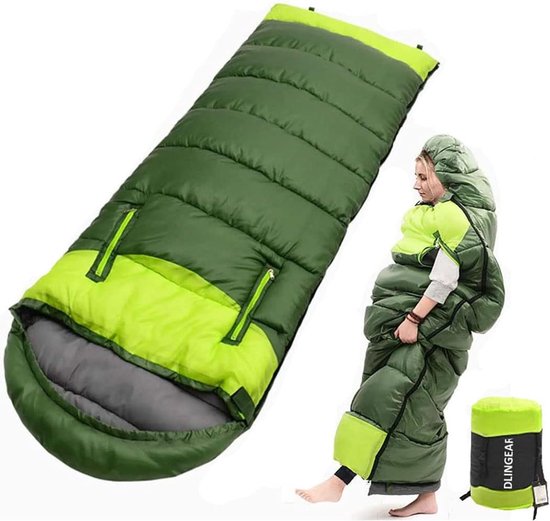 Kampeer Slaapzak - Lichtgewicht Rugzak - Buiten Overnachten - Waterafstotend Materiaal - 220cm Lengte - Groen