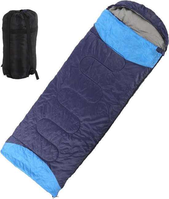 Kampeer slaapzak - Lichtgewicht tas - Buiten slapen - Huidvriendelijk katoen - 215x72cm - Marineblauw