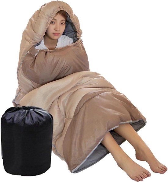 Kampeer slaapzak - Lichtgewicht tas - Buiten slapen - Warmte isolerend - 190 x 75 cm - Kaki