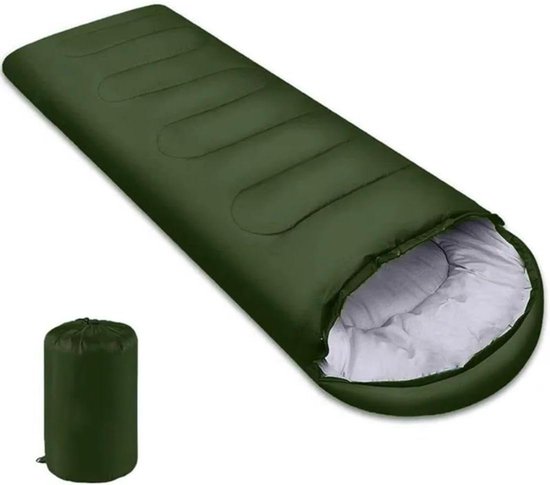 Kampeer Slaapzak - Outdoor Bivakzak - Kamperen en Reizen - Lichtgewicht Katoen Vulling - 210x75cm - Groen