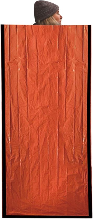Kampeer slaapzak - Outdoor deken - Buiten overnachten - Warmte reflecterend - 266 x 91 cm - Oranje