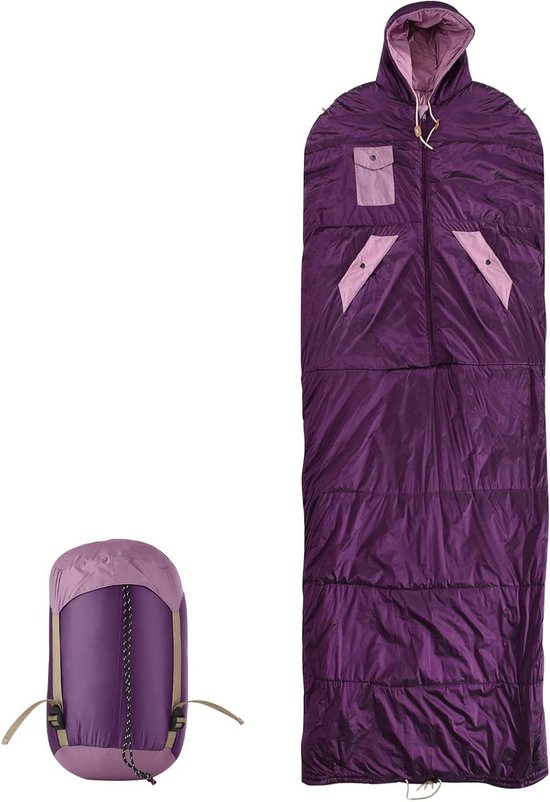 Kampeer slaapzak - Outdoor deken - Wandelreizen kamperen - Omkeerbaar ontwerp - 190+30cm - Paars