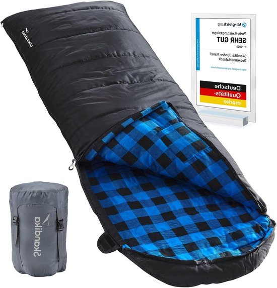 Kampeer slaapzak - Outdoor dekenzak - Kamperen en Hiken - Zachte katoen flanel voering - 220 x 80 cm - Zwart